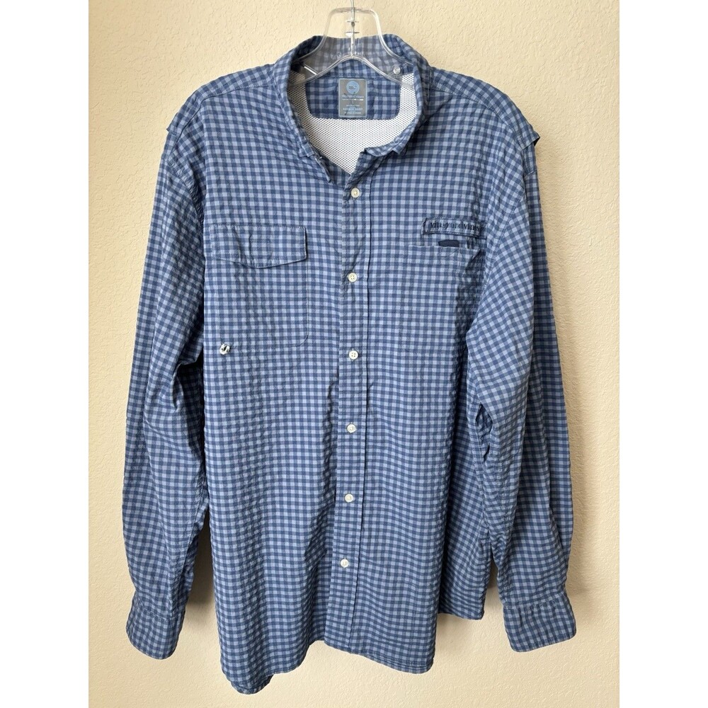 Vineyard Vines Men's Size Large Blue Check Vented Button Down Harbor Shirt